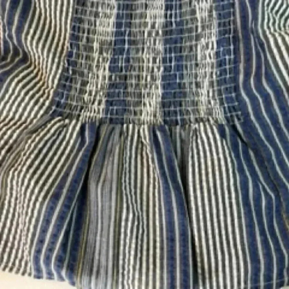 Mind Code Zip Front Blue Striped Bustier Top Women's Sz Medium - Picture 8 of 9